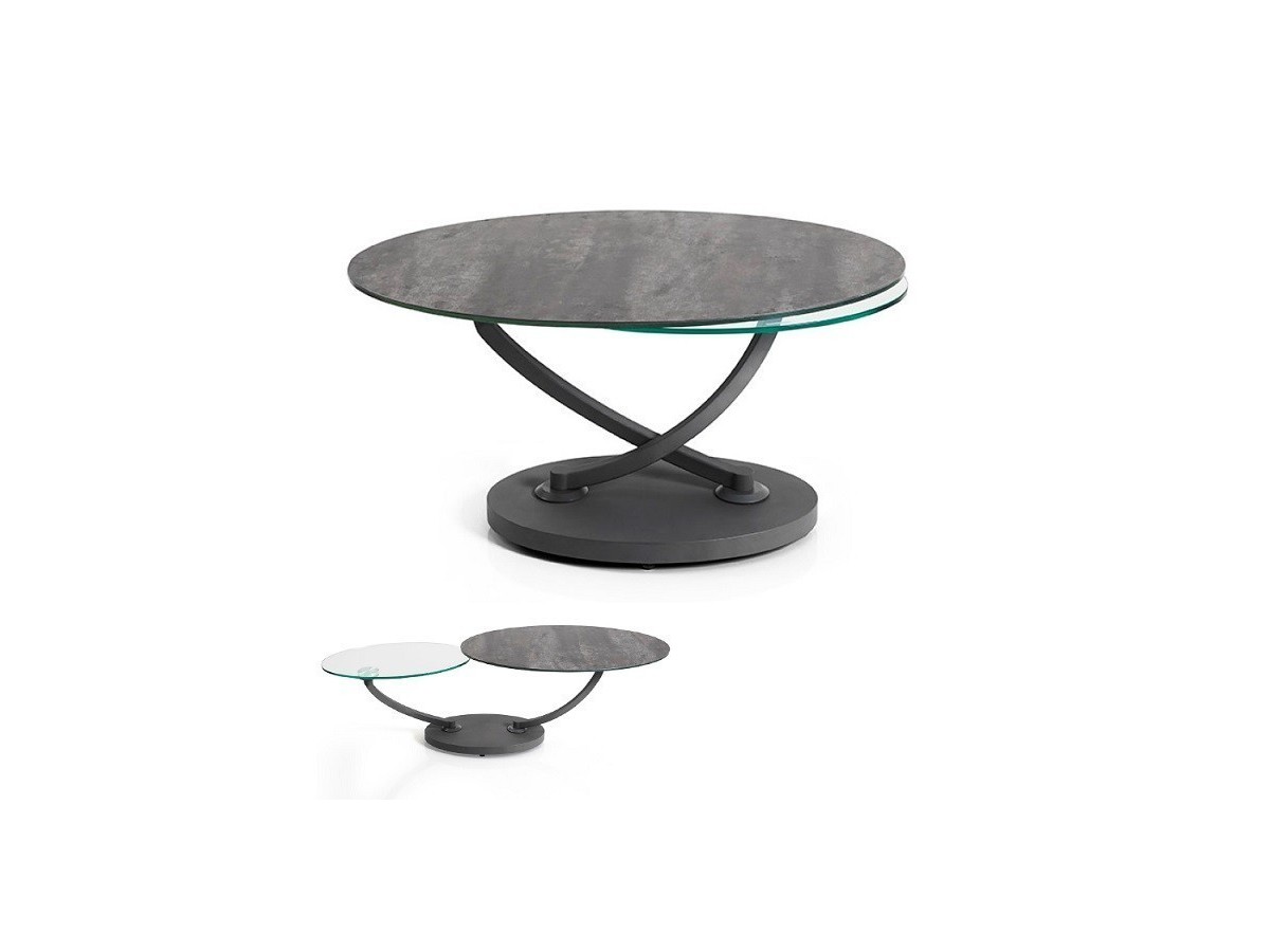 MAGMA - Table basse 80x80 céramique, verre transparent  41837CV 