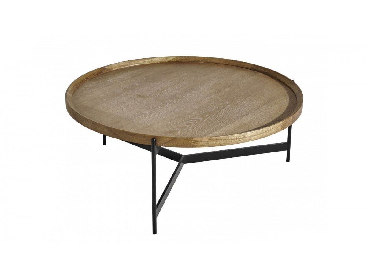 NOÉ - Table basse ronde placage chêne 100 cm 
