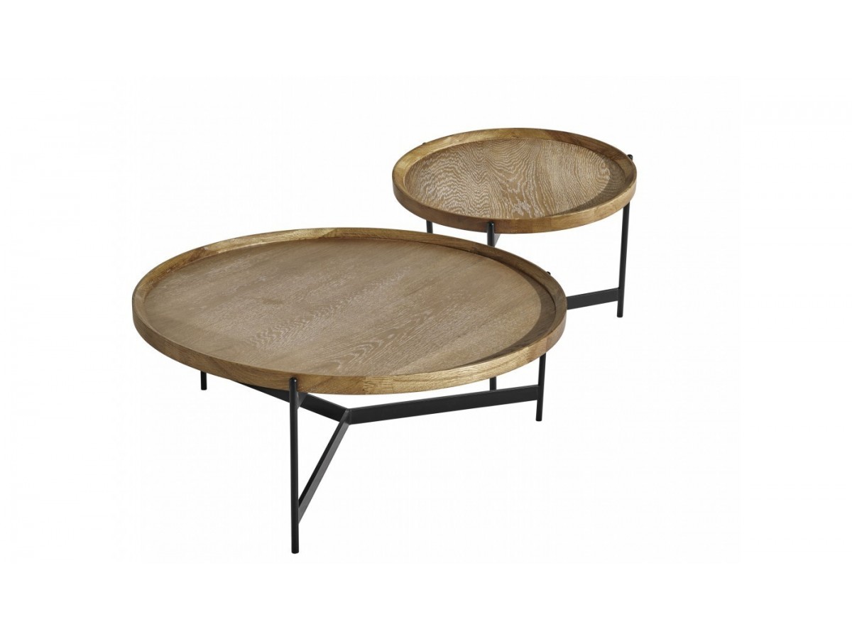 NOÉ - Table basse ronde placage chêne 100 cm 