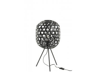 Lampe De Bureau Trepied Rond Bambou/Metal 