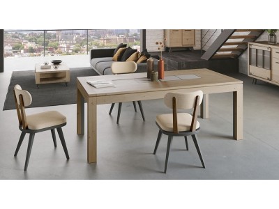 HARRY - Table 4 pieds 2 allonges de 45 cm 