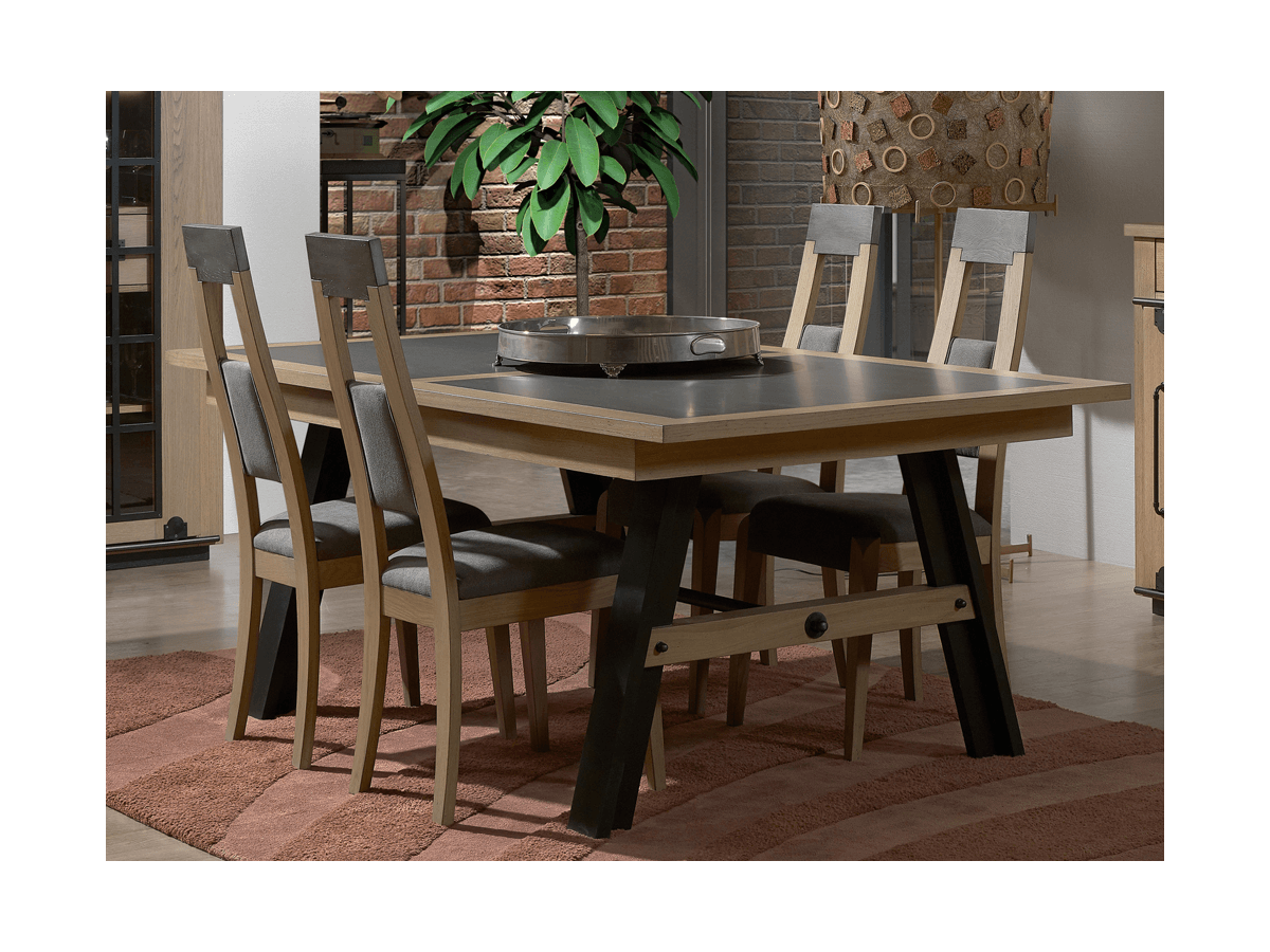 CLEVELAND - Table 4 pieds 1 allonge centrale de 90 cm 