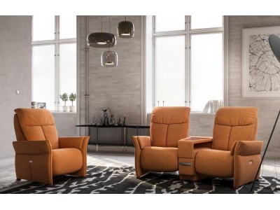 DAVOS - Canapé 2 places relax + petit meuble multimédia 
