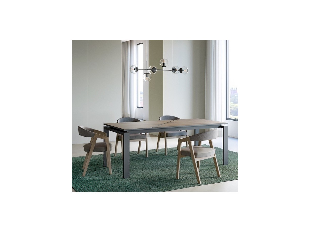 SEIDE - Table 4 Pieds 2 Allonges Centrales de 45 cm 