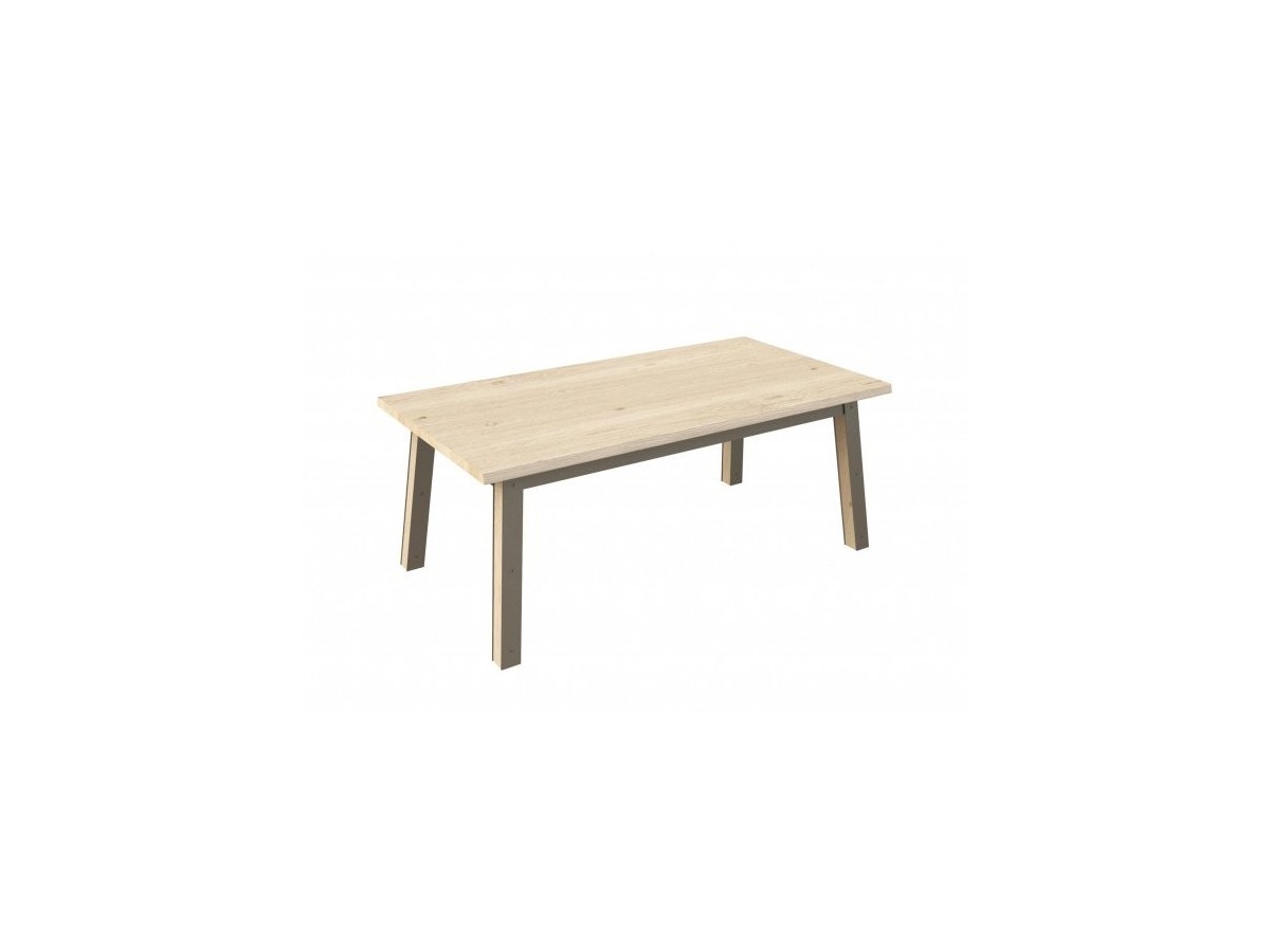 ARDEN - Table 4 pieds en 190 x 100 - Plateau droit 2 allonges centrales  papillon  de 45 cm 