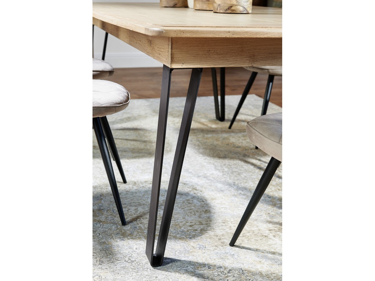 SERAPHINE - Table pieds en métal 2 allonges de 46 cm 