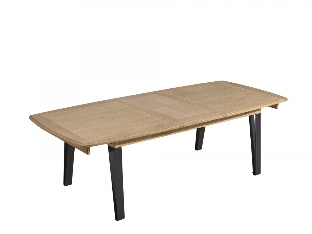 SERAPHINE - Table pieds en métal 2 allonges de 46 cm 