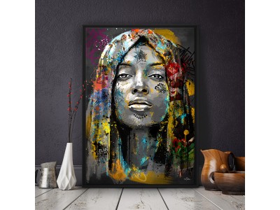 Mirah – Tableau street-art portrait africain