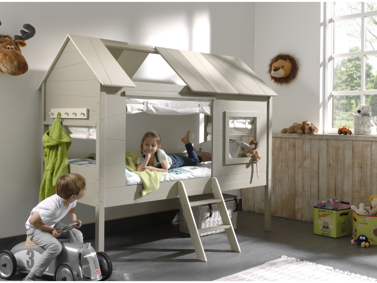 JUNIOR - Lit cabane 90x200 bi-couleur 