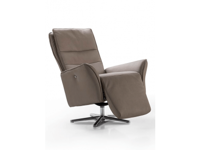 PENN - Fauteuil relaxation piètement métallique chromé ou noir, 5 étoiles ou cercle, têtière réglable 