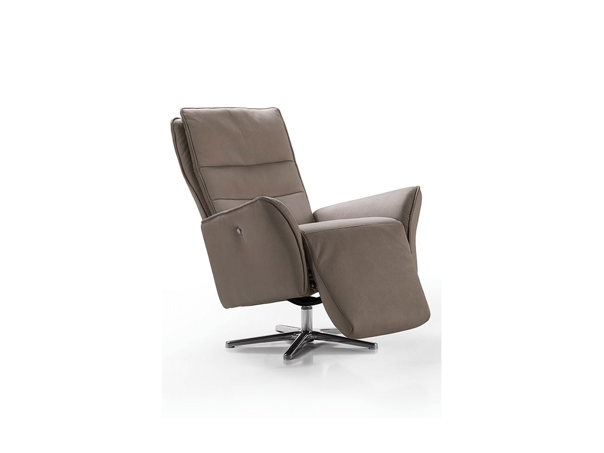 PENN - Fauteuil relaxation piètement métallique chromé ou noir, 5 étoiles ou cercle, têtière réglable 