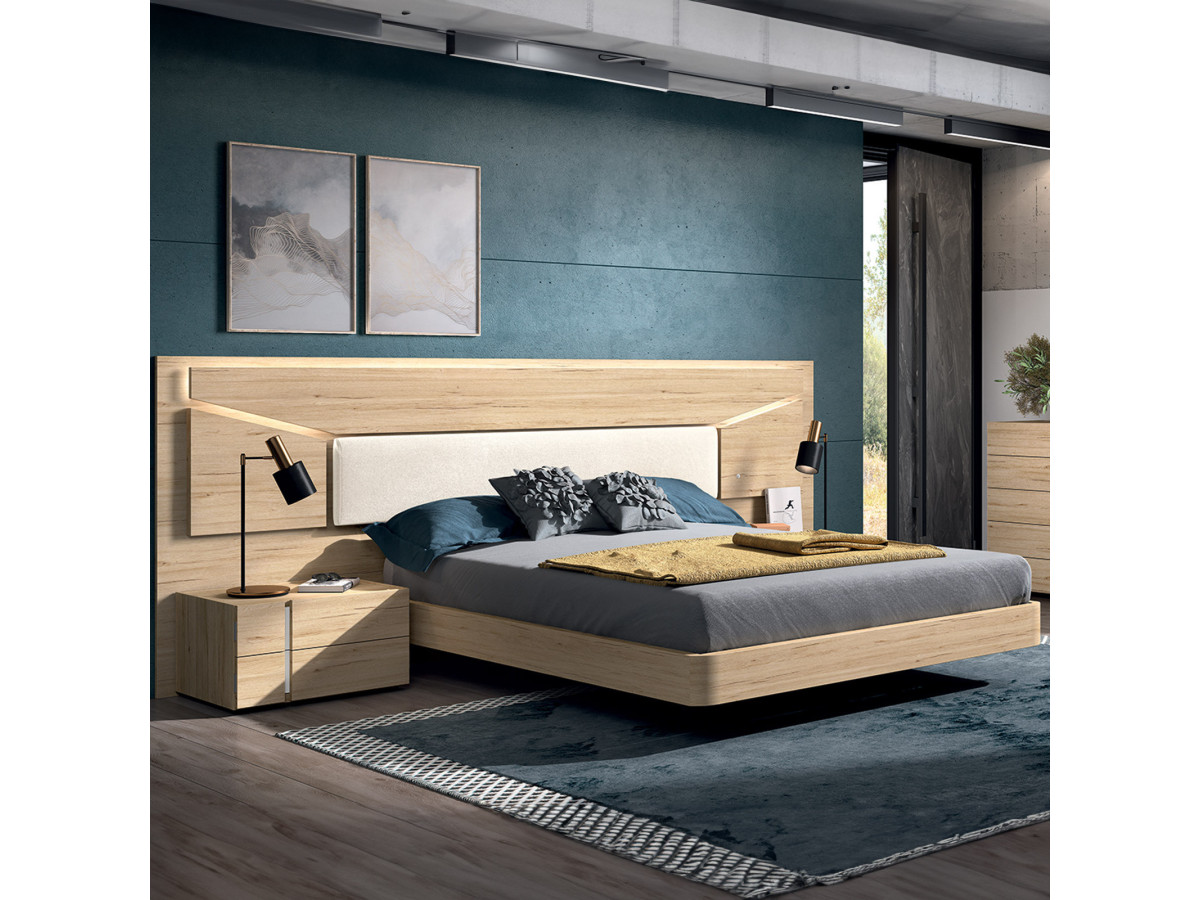 Eos - Lit pour couchage 140x190 avec tête et 2 chevets 