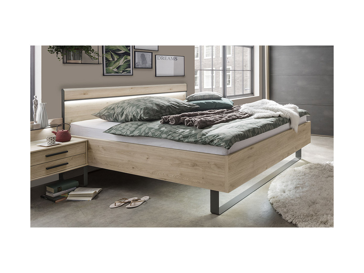 Liège - Lit pour couchage 140x190 pieds luge avec éclairage 