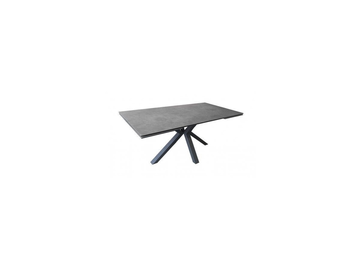 CONCEPT - Table rectangle 2 allonges en bout de 50 cm plateau céramique 