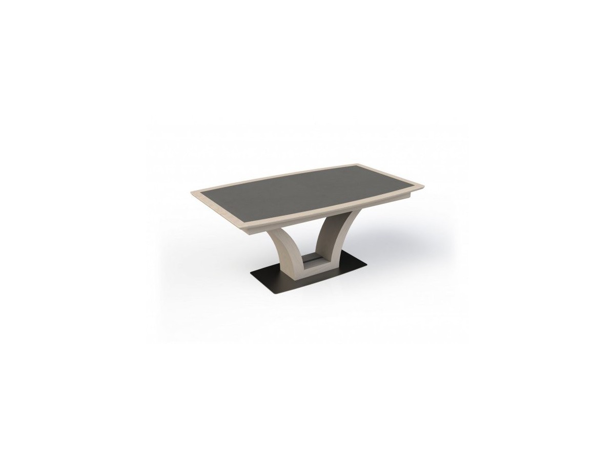 IZA - Table tonneau pied central 1 allonge centrale papillon de 60 cm 