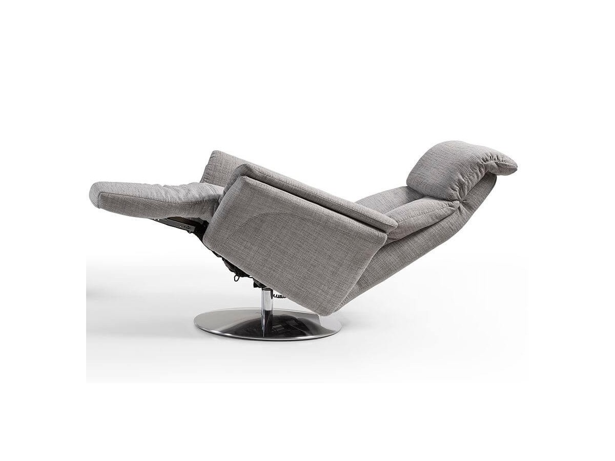 INCE - Fauteuil relaxation piètement métallique chromé ou noir, 5 étoiles ou cercle, têtière réglable 