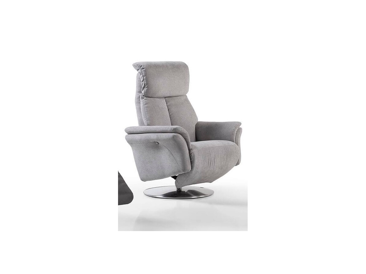 INCE - Fauteuil relaxation piètement métallique chromé ou noir, 5 étoiles ou cercle, têtière réglable 