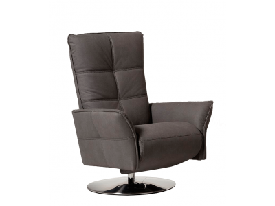 LEO - Fauteuil relaxation piètement métallique chromé ou noir, 5 étoiles ou cercle, têtière réglable 