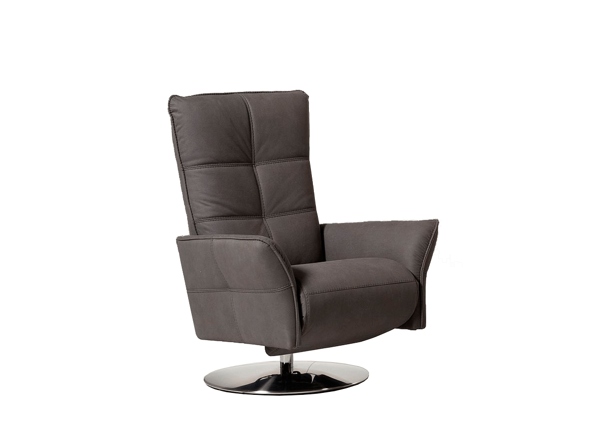 LEO - Fauteuil relaxation piètement métallique chromé ou noir, 5 étoiles ou cercle, têtière réglable 