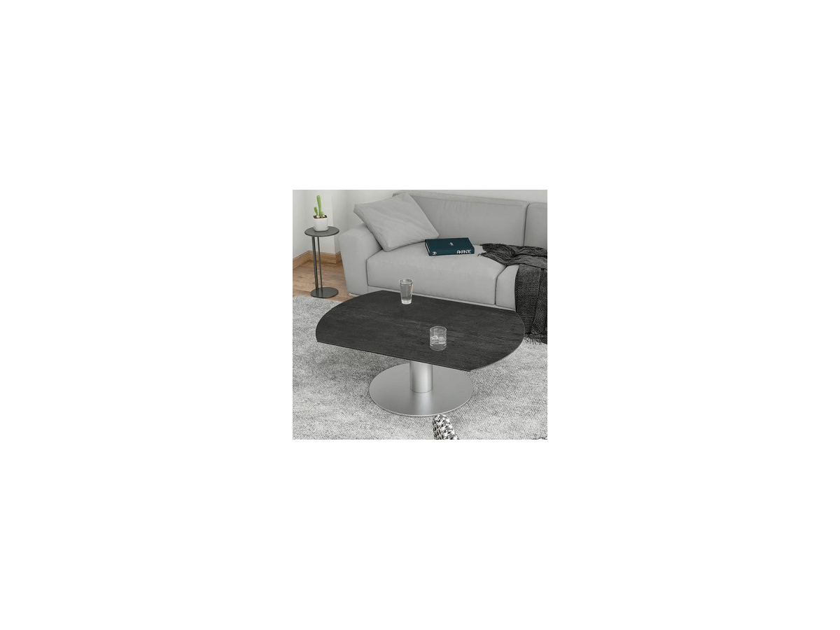 CONCEPT - Table ronde 1 allonge centrale papillon 40 cm plateau céramique 