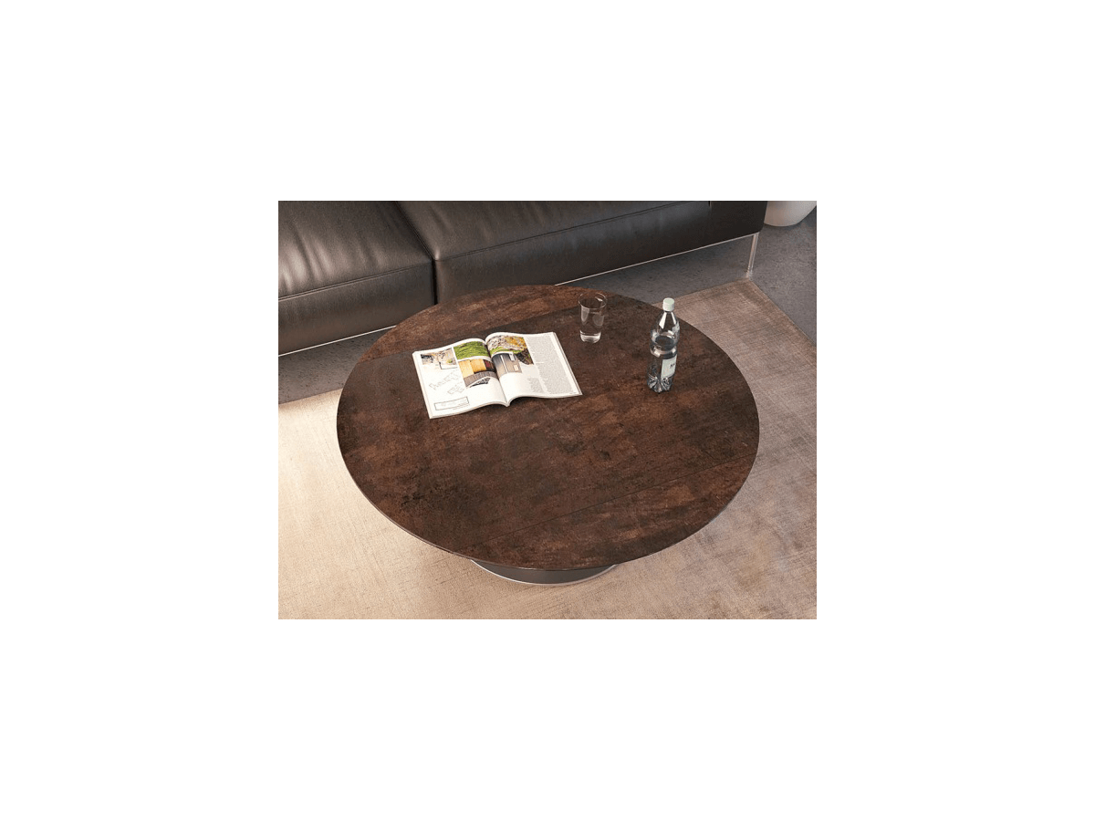 CONCEPT - Table ronde 1 allonge centrale papillon 40 cm plateau céramique 