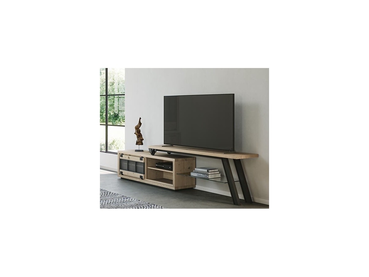 HARRY - Meuble TV 140 cm 1 porte coulissante 1 tiroir 