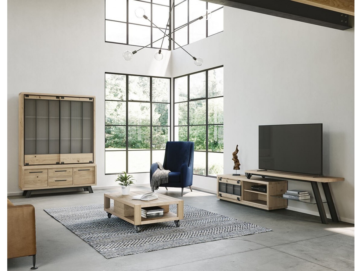 HARRY - Enfilade basse 150 cm 2 portes 2 tiroirs 