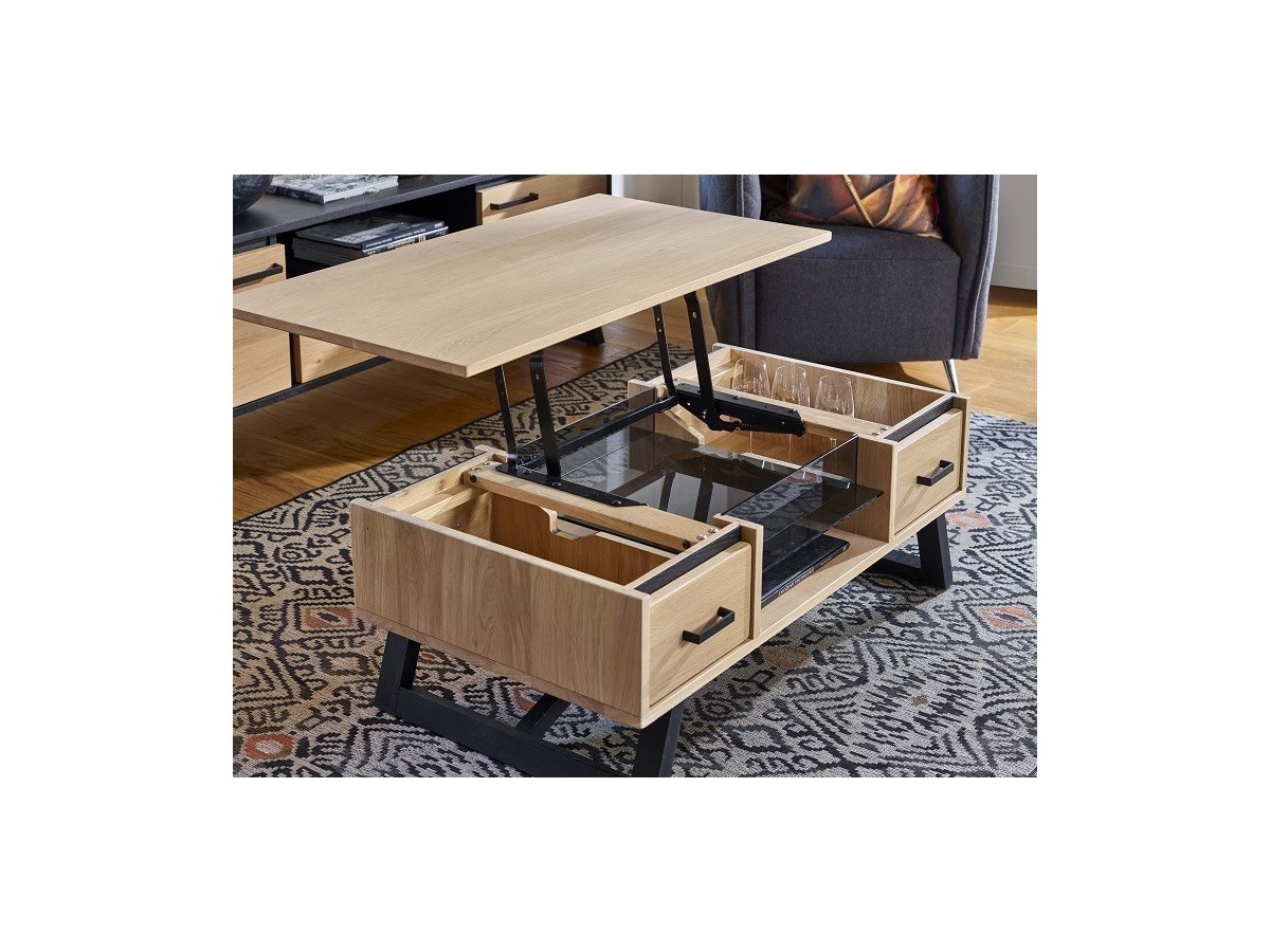 NOMADE - Table basse Dinette 2 coffres 1 niche 